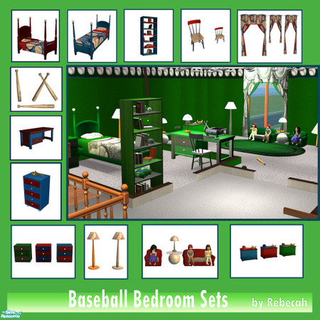 Sims 2 — Baseball Bedroom Sets by rebecah — I created this set over three years and and was working to convert it to a