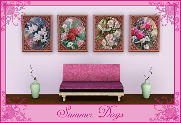 Sims 3 — Summer Days by ziggy28 — A set of four beautiful paintings by the artist T. C. Chiu. Cloned from the Maxis