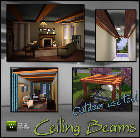Sims 3 — Celing Beams by sim_man123 — A set of several sized, purely decorative ceiling beams. They come in multiple