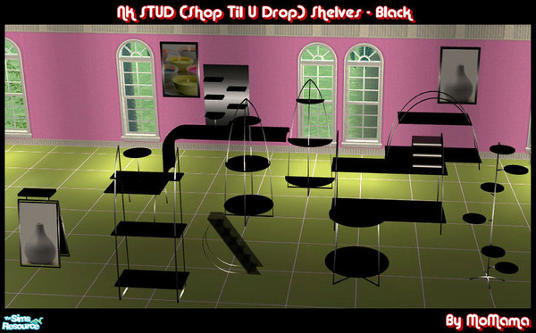 Sims 2 — NK STUD Black by MoMama — What collection of shelves would be complete without basic black? Black metal meets