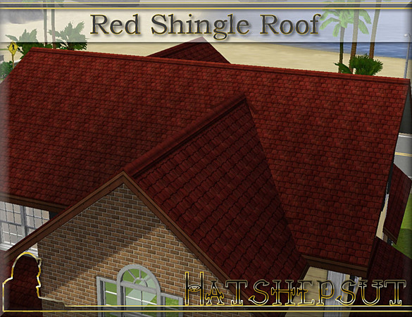 Sims 3 — Red Shingle Roof by hatshepsut — Weathered textured roofing