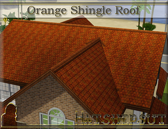 Sims 3 — Orange Shingle Roof by hatshepsut — Weathered textured roofing