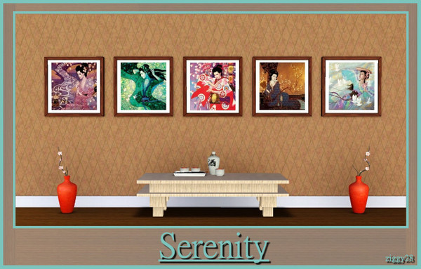 Sims 3 — Serenity by ziggy28 — A set of five paintings of Asian ladies by the artist Karl Bang. Cloned from the Maxis