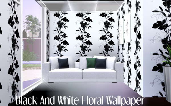 Sims 3 — Black and White Floral Wallpaper by TSR Archive — Pattern made by Pralinesims for TSR