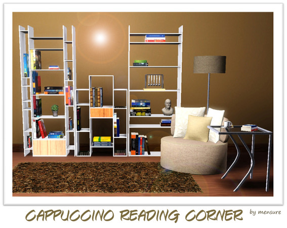 Sims 3 — Cappuccino Reading Corner Set by mensure — Cappuccino Reading Corner Set by mensure. This set contains; Reading