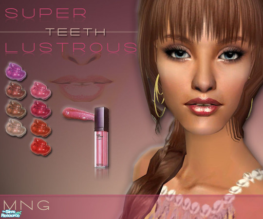 Sims 2 — Super Lustrous T E E T H Gloss Set by IcedMango — Super-lustrous gloss captures light, turns it into Brillance.