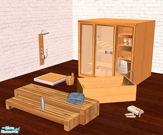Sims 2 — sauna set by Birgit43 — the sauna cabin was cloned from a bench