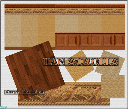 Sims 2 — Tan Scrolls by Cerulean Talon — Rich colors and beautiful textures your Sims will want to touch and enjoy.