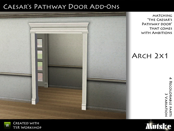 Sims 3 — Caesar's Pathway Double Arch by Mutske — Matching the single version. 4 Recolorable parts. 3 Variations. Made by