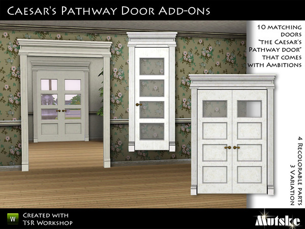 Sims 3 — Caesars Pathway Doors  Add-ons by Mutske — Set of 10 doors matching the "Caesars Pathway Door" from