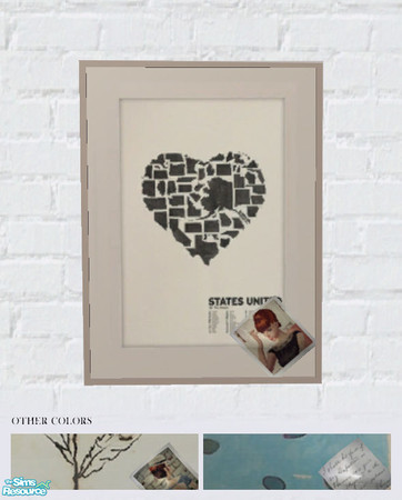 Sims 2 — Framed Posters Set by salixlikescake — Three framed posters, some art prints, with something stuck in the frame.