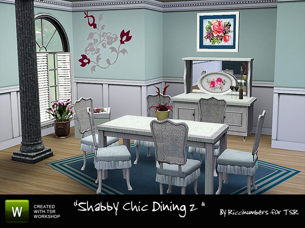 Sims 3 — Shabby Chic Dining Two by TheNumbersWoman — Continuing the Shabby Chic here is a dining room. This set has one
