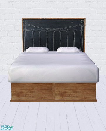 Sims 2 — Platform Bed Set by salixlikescake — A platform bed and matching chalk drawn headboard.
