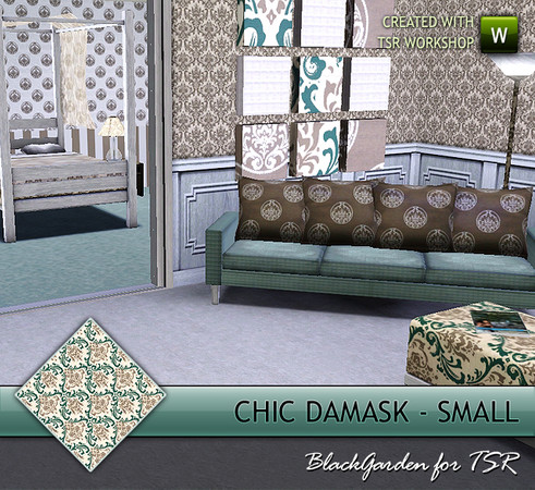 Sims 3 — Chic Damask - Small by BlackGarden — A stylish two-tone damask print (background colour can also be adjusted) on