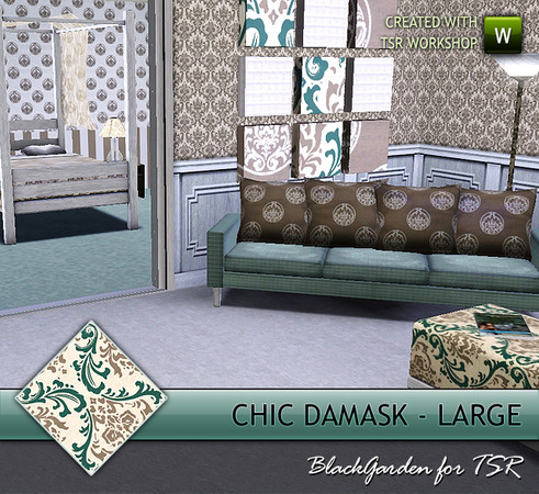 Sims 3 — Chic Damask - Large by BlackGarden — A stylish two-tone damask print (background colour can also be adjusted) on