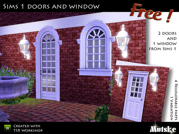Sims 3 — Sims1 Doors and Window  by Mutske — Set with 3 Sims1 building objects. 2 Doors and 1 window. 