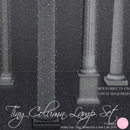 Sims 3 — Tiny Column Lamp Set by DOT — Tiny Column Lamp Set 'moveobjects on cheat required for column placement' 3 Meshes