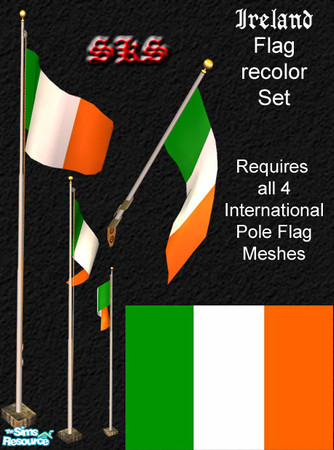 Sims 2 — Flag set - Ireland by 71robert13 — Set includes the flag of Ireland for the Bracket mounted wall pole, Small 1