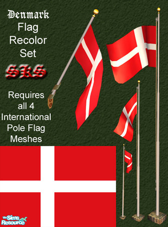 Sims 2 — Flag set - Denmark by 71robert13 — Set includes the flag of Denmark for the Bracket mounted wall pole, Small 1