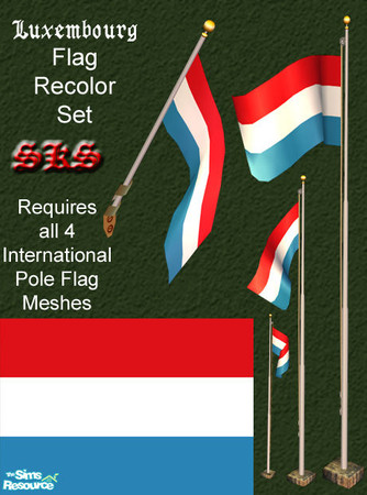 Sims 2 — Flag Set - Luxembourg by 71robert13 — Set includes the flag of Luxembourg for the Bracket mounted wall pole,