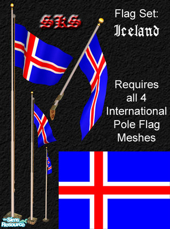 Sims 2 — Flag Set - Iceland by 71robert13 — Set includes the flag of Iceland for the Bracket mounted wall pole, Small 1