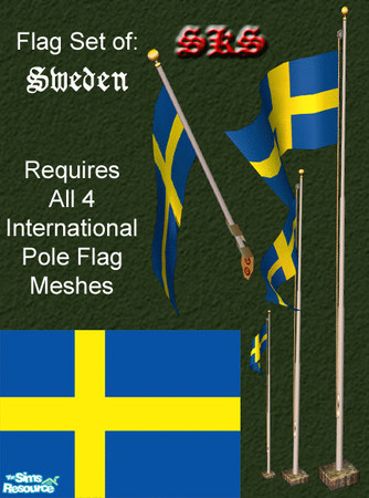 Sims 2 — Flag Set - Sweden by 71robert13 — Set includes the Swedish flag for the Bracket mounted wall pole, Small 1 Story