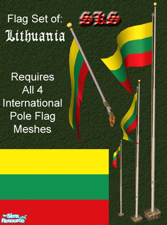 Sims 2 — Flag Set - Lithuania by 71robert13 — Set includes the flag of Lithuania for the Bracket mounted wall pole, Small