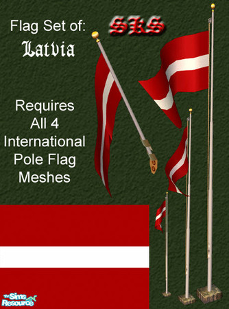 Sims 2 — Flag Set - Latvia by 71robert13 — Set includes the flag of Latvia for the Bracket mounted wall pole, Small 1