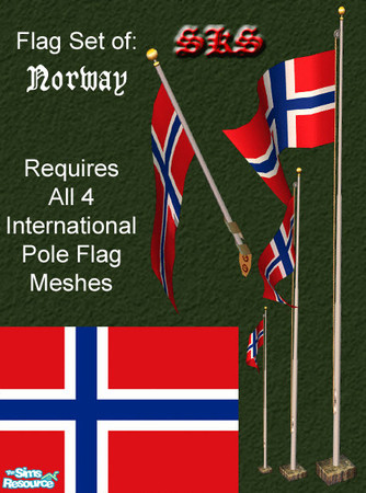 Sims 2 — Flag Set - Norway by 71robert13 — Set includes the flag of Norway for the Bracket mounted wall pole, Small 1
