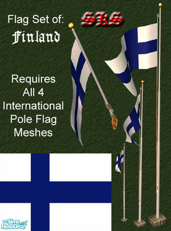 Sims 2 — Flag Set - Finland by 71robert13 — Set includes the flag of Finland for the Bracket mounted wall pole, Small 1