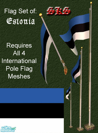 Sims 2 — Flag Set - Estonia by 71robert13 — Set includes the flag of Estonia for the Bracket mounted wall pole, Small 1
