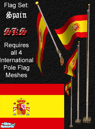Sims 2 — Flag Set - Spain by 71robert13 — Set includes the Spanish flag for the Bracket mounted wall pole, Small 1 Story