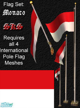 Sims 2 — Flag Set - Monaco by 71robert13 — Set includes the flag of Monaco for the Bracket mounted wall pole, Small 1