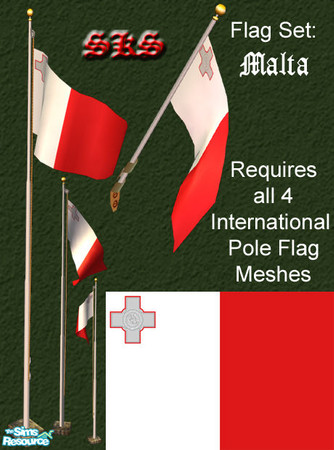 Sims 2 — Flag Set - Malta by 71robert13 — Set includes the flag of Malta for the Bracket mounted wall pole, Small 1 Story