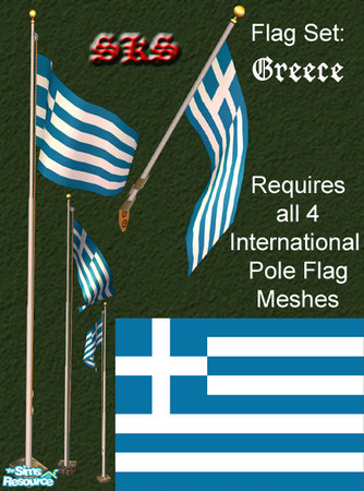 Sims 2 — Flag Set - Greece by 71robert13 — Set includes the Greek flag for the Bracket mounted wall pole, Small 1 Story
