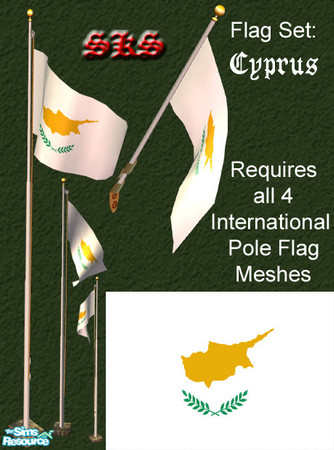 Sims 2 — Flag Set - Cyprus by 71robert13 — Set includes the flag of Cyprus for the Bracket mounted wall pole, Small 1