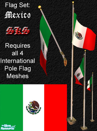 Sims 2 — Flag Set - Mexico by 71robert13 — Set includes the Mexican flag for the Bracket mounted wall pole, Small 1 Story