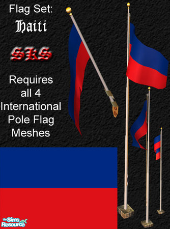 Sims 2 — Flag Set - Haiti by 71robert13 — Set includes the flag of Haiti for the Bracket mounted wall pole, Small 1 Story