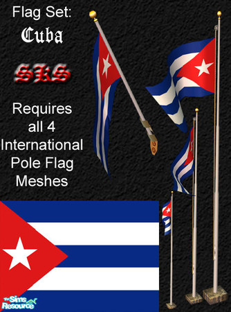 Sims 2 — Flag Set - Cuba by 71robert13 — Set includes the flag of Cuba for the Bracket mounted wall pole, Small 1 Story