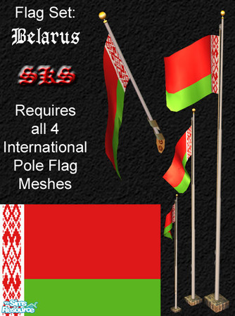 Sims 2 — Flag Set - Belarus by 71robert13 — Set includes the Belarusian flag for the Bracket mounted wall pole, Small 1