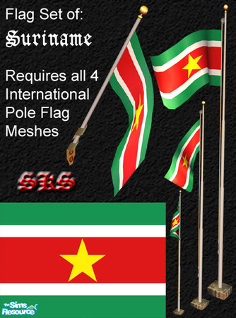 Sims 2 — Flag Set - Suriname by 71robert13 — Set includes the flag of Suriname for the Bracket mounted wall pole, Small 1