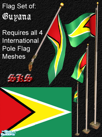 Sims 2 — Flag Set - Guyana by 71robert13 — Set includes the flag of Guyana for the Bracket mounted wall pole, Small 1