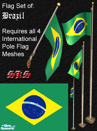 Sims 2 — Flag Set - Brazil by 71robert13 — Set includes the flag of Brazil for the Bracket mounted wall pole, Small 1