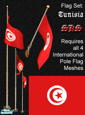 Sims 2 — Flag Set - Tunisia by 71robert13 — Set includes the flag of Tūnisiyya(Tunisia) for the Bracket mounted