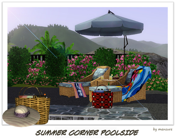 Sims 3 — Summer Corner Poolside by mensure — Summer Corner Poolside by mensure. To relax at the poolside. This set