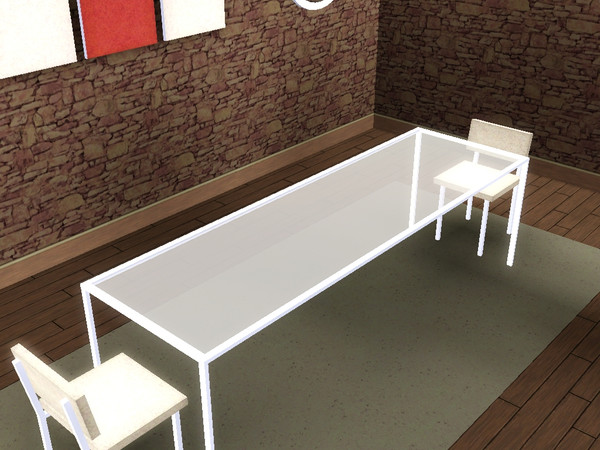 Sims 3 —  by lilliebou — Three-tiles-long table. One recolorable part; comes in two variations (Black and White)