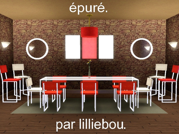 Sims 3 —  by lilliebou — Hi! :) This is a set of seven items for your dining room; two dining chairs, two chairs for the