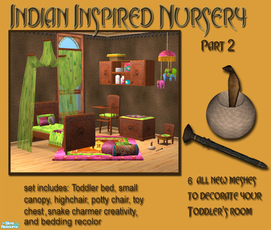 Sims 2 — Indian Inspired Nursery - Part 2 by Simaddict99 — Part 2 of my Indian nursery focuses on Toddlers. Set includes: