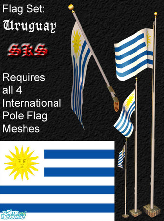 Sims 2 — Flag Set - Uruguay by 71robert13 — Set includes the flag of Uruguay for the Bracket mounted wall pole, Small 1