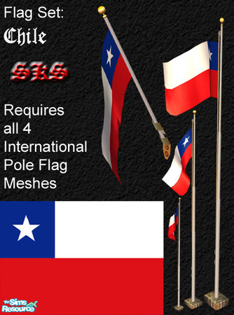 Sims 2 — Flag Set - Chile by 71robert13 — Set includes the flag of Chile for the Bracket mounted wall pole, Small 1 Story